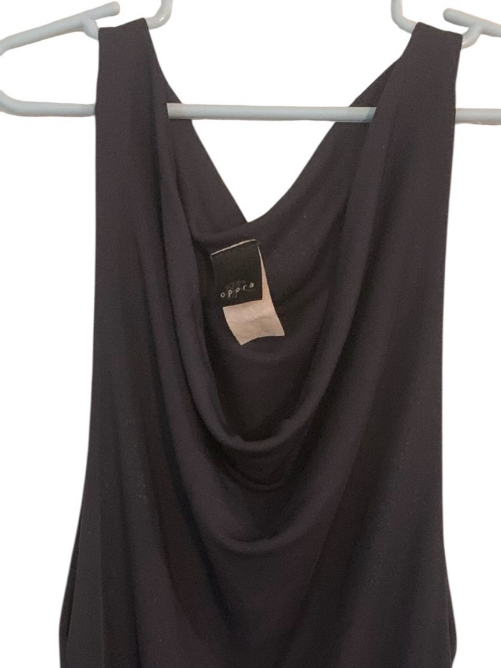 Black Cowl Neck Mini Dress - Draped Front